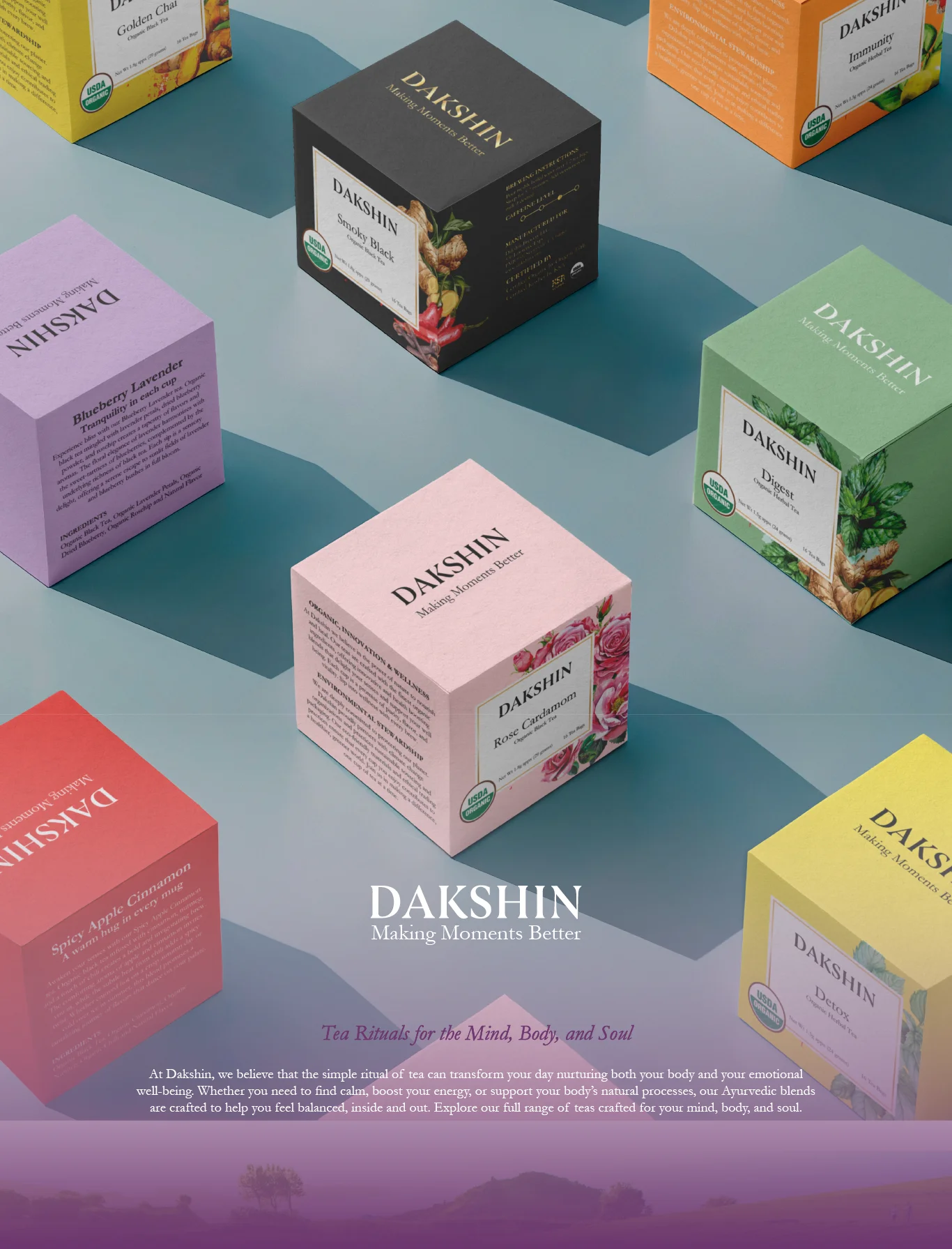 Dakshin premium teas packaging designs